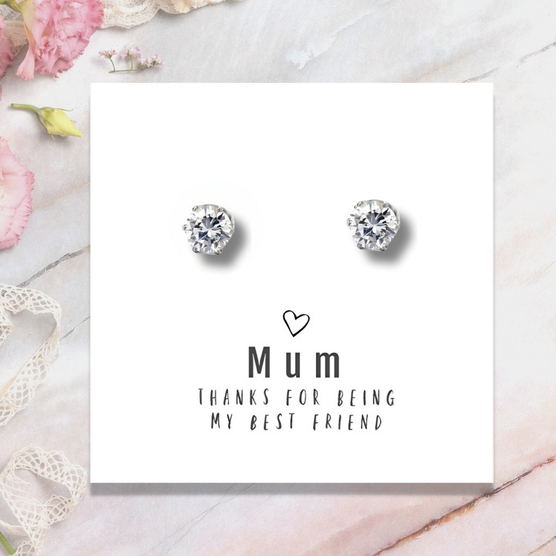 Mum Thanks For Being My Best Friend - Earrings & Gift Card