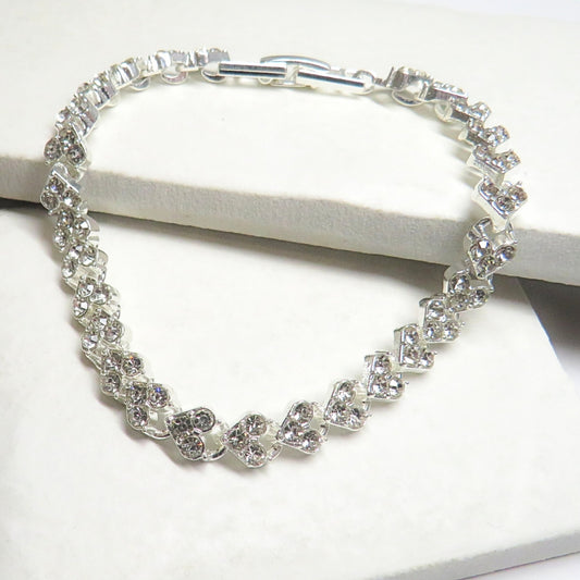 Diamante Heart Tennis Bracelet