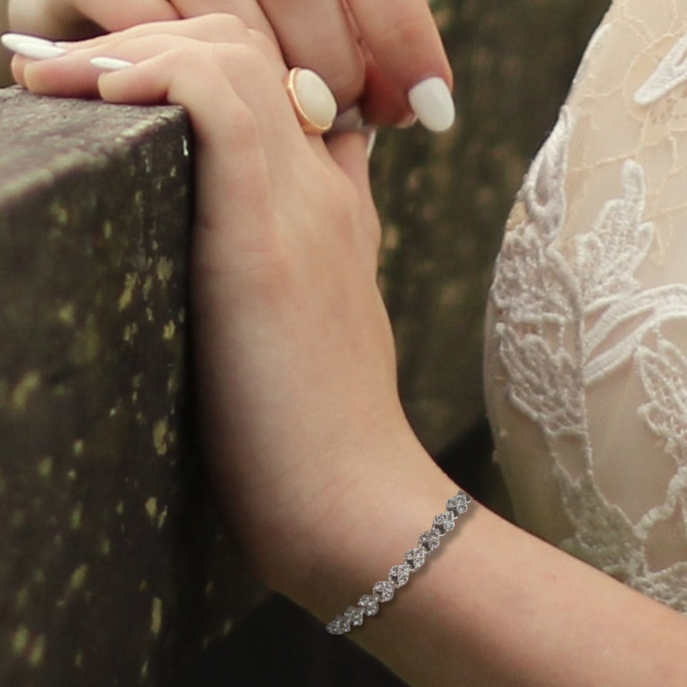 Silver Diamante Heart Tennis Bracelet