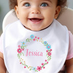 Personalised Pink Floral Baby Outfit: Bib, Vest, Baby Grow