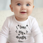 Personalised Black & White I Love My Mummy, Nana, Aunty Baby Outfit: Bib, Vest, Baby Grow