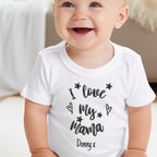 Personalised Black & White I Love My Mummy, Nana, Aunty Baby Outfit: Bib, Vest, Baby Grow