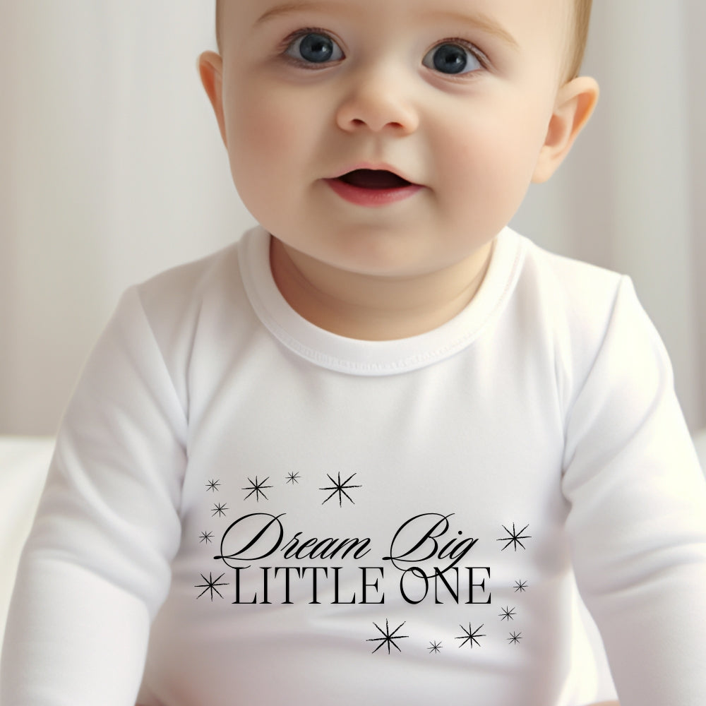 Dream Big Little One Baby Outfit: Bib, Vest, Baby Grow