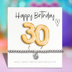 30th Birthday Cubic Zirconia Silver Bracelet & Gold Balloon Hamper