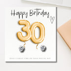 Small 30th Birthday Gold Balloon Hamper | Earrings, Chocolate & Candle
