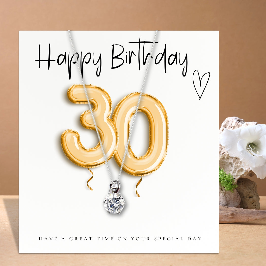 Small 30th Birthday Gold Balloon Hamper | Necklace, Chocolate & Candle