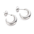 Moon Hoop Silver Earrings
