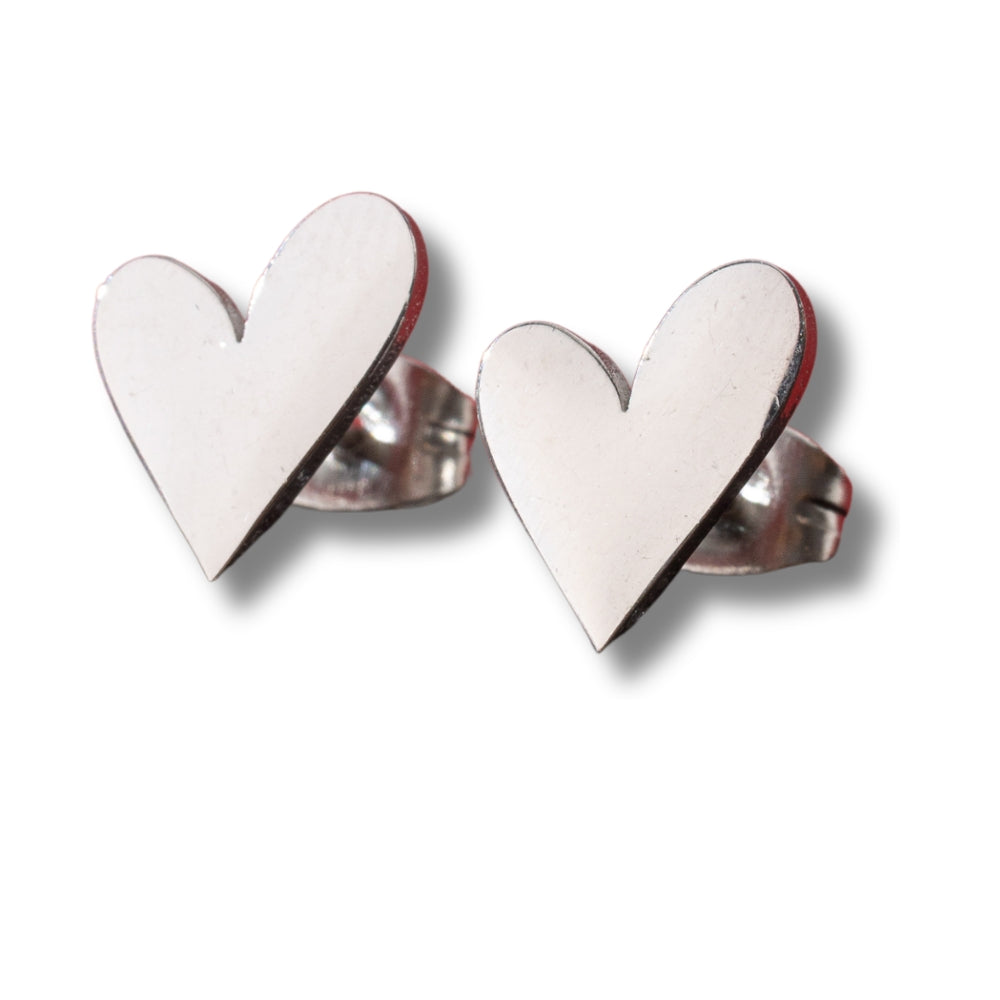 Tilted Heart Stud Earrings