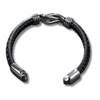 Men's Black Leather Infinity Bracelet