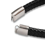 Men's Black Leather Infinity Bracelet