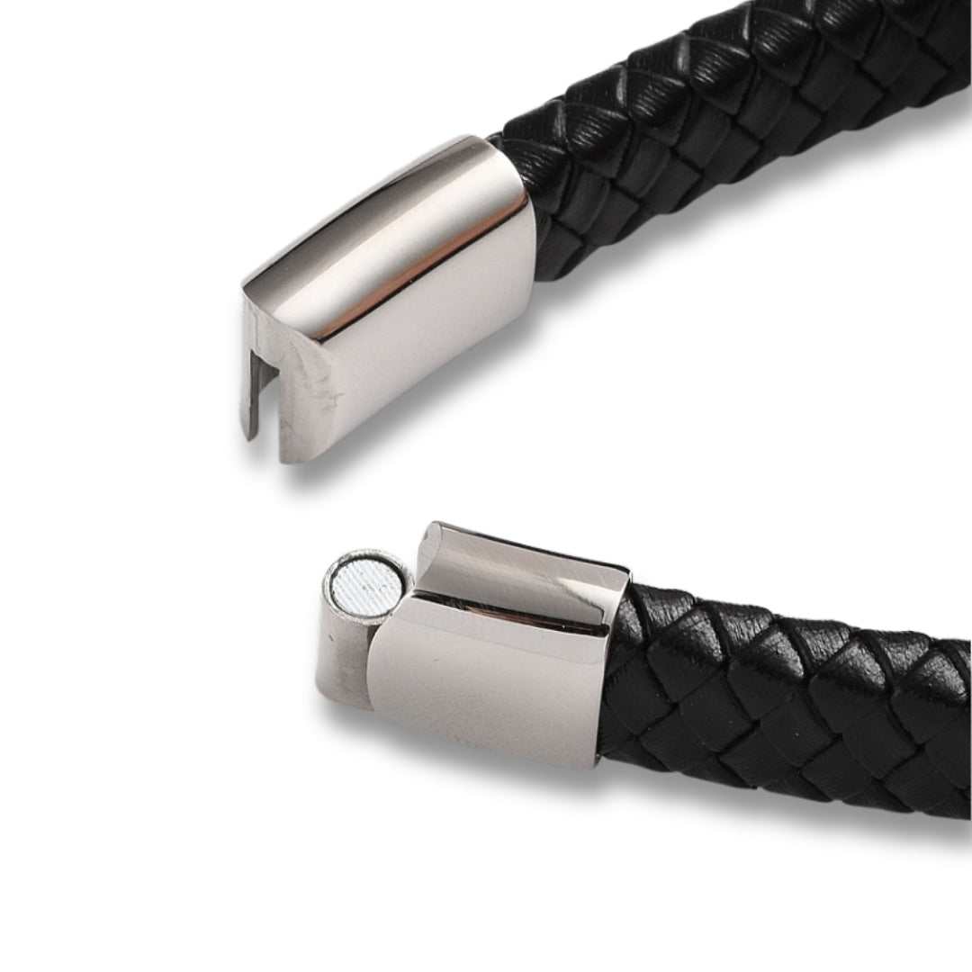 Men's Black Leather Infinity Bracelet