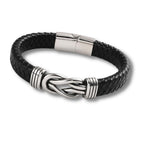 Men's Black Leather Infinity Bracelet