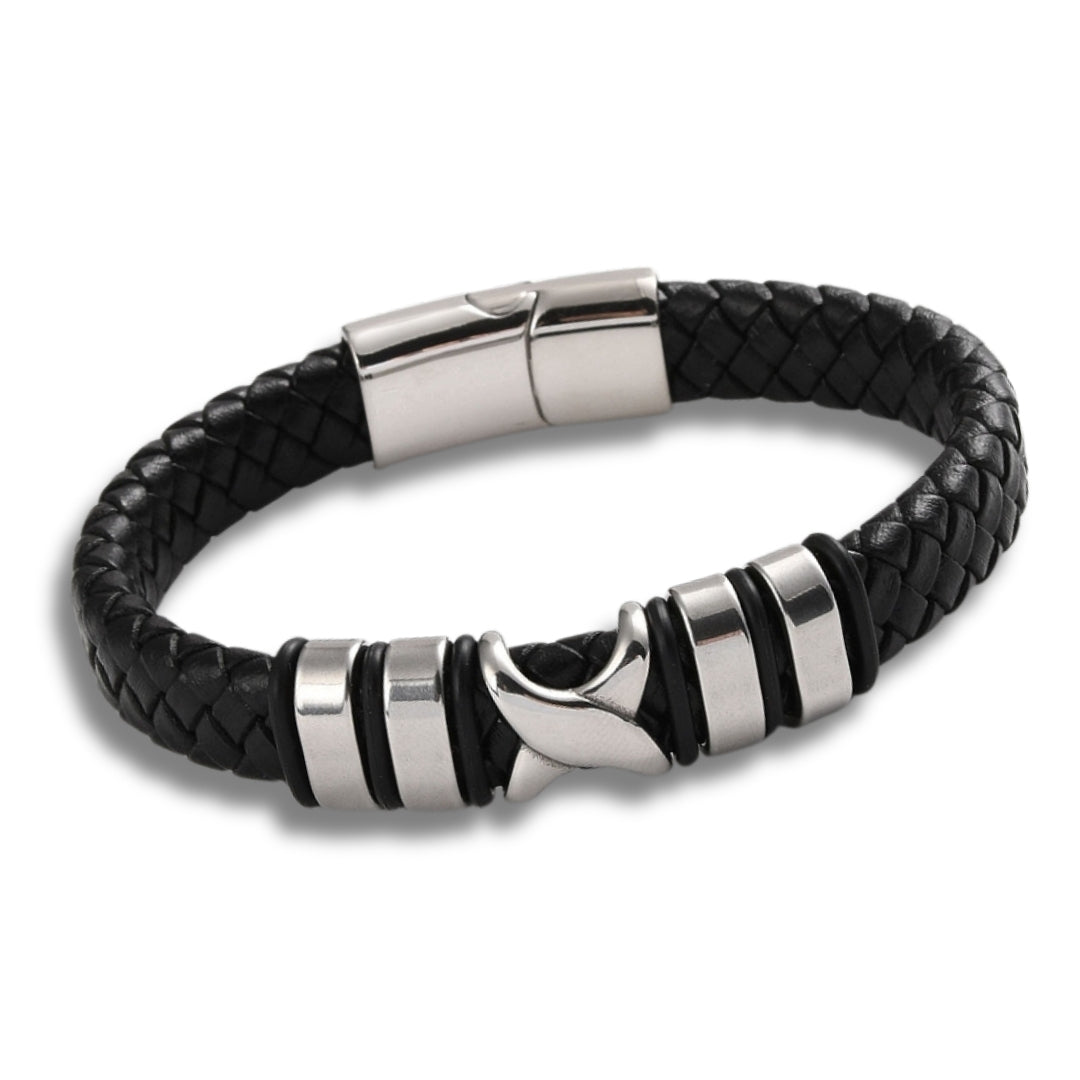 X Men's Black Leather Bracelet