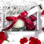 Red Ribbon Candle Gift Set White Ribbon | Keepsake for Friend, Family