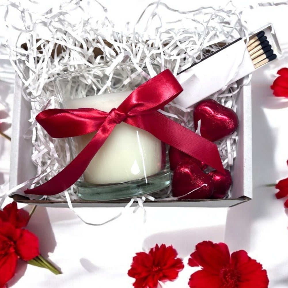 Red Ribbon Candle Gift Set for Her