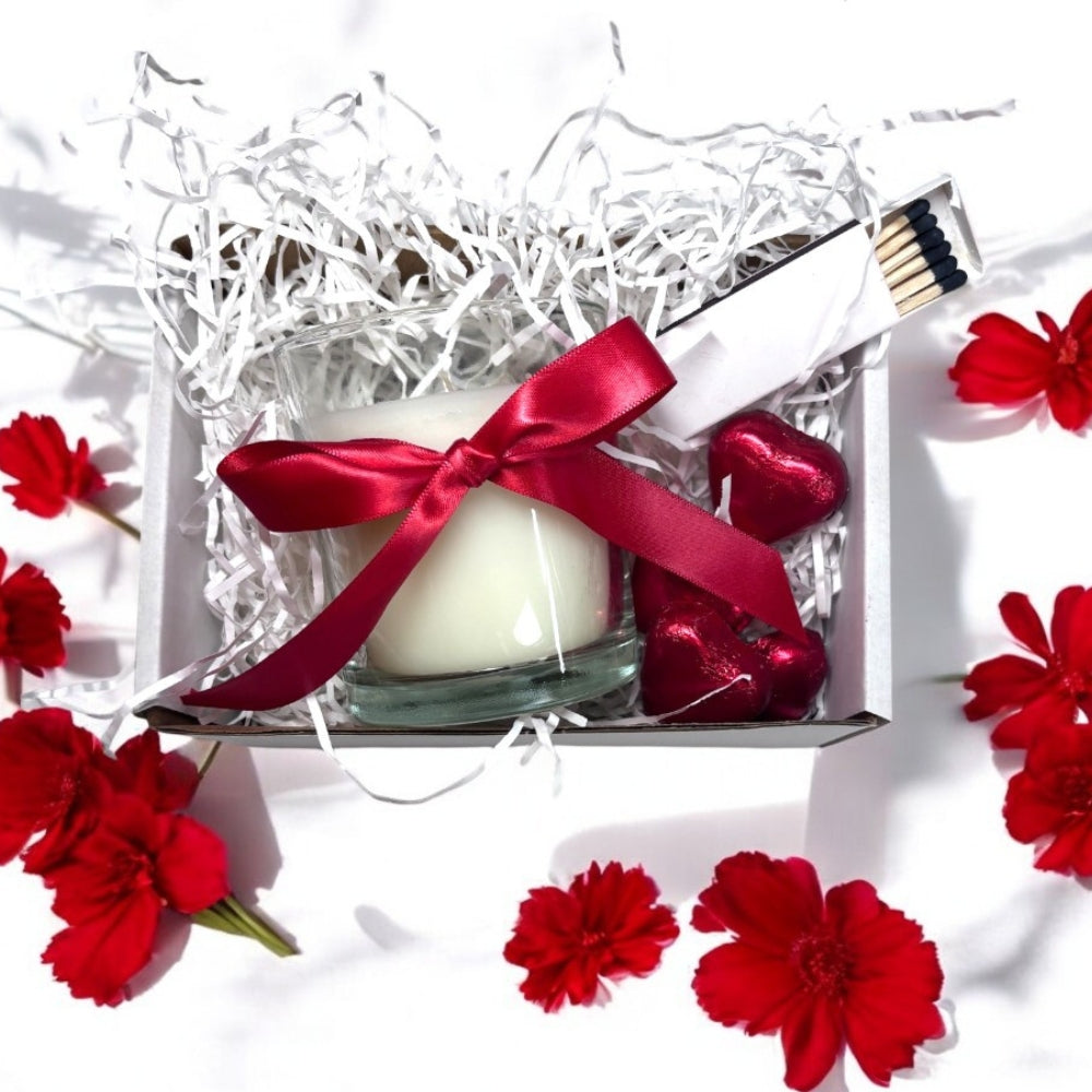 Red Ribbon Candle Gift Set for Her