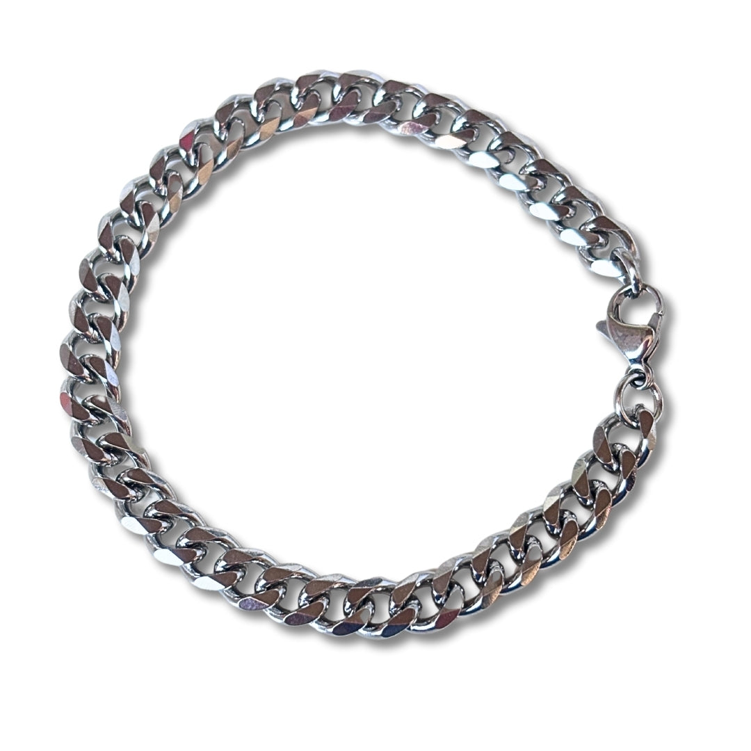 Men's Curb Chain Silver Bracelet