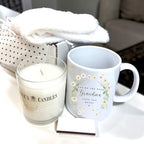 Personalised Daisy Flower Mug, Candle & Socks Gift Hamper | Birthday Gift