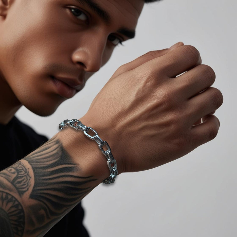 Men's Long Link Silver Bracelet