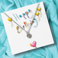 Happy Birthday Party Card & Cubic Zirconia Heart Necklace