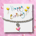 Happy Birthday Party Gift Card & Cubic Zirconia Heart Bracelet
