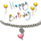 Happy Birthday Party Gift Card & Cubic Zirconia Heart Bracelet