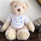 Personalised Teddy Bear, Born in 2026 Balue Balloons, Baby Boy Keepsake, New Baby Gift