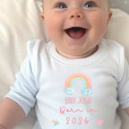 Personalised Born in 2026 Rainbow Baby Outfit: Bib, Vest, Baby Grow