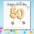Small 50th Birthday Gold Balloon Hamper | Candle, Earrings, Chocolates