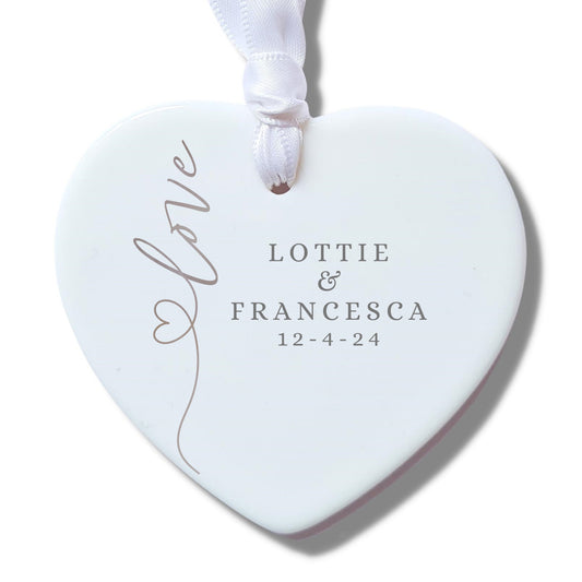 Personalised Script Love Heart Ceramic Decoration