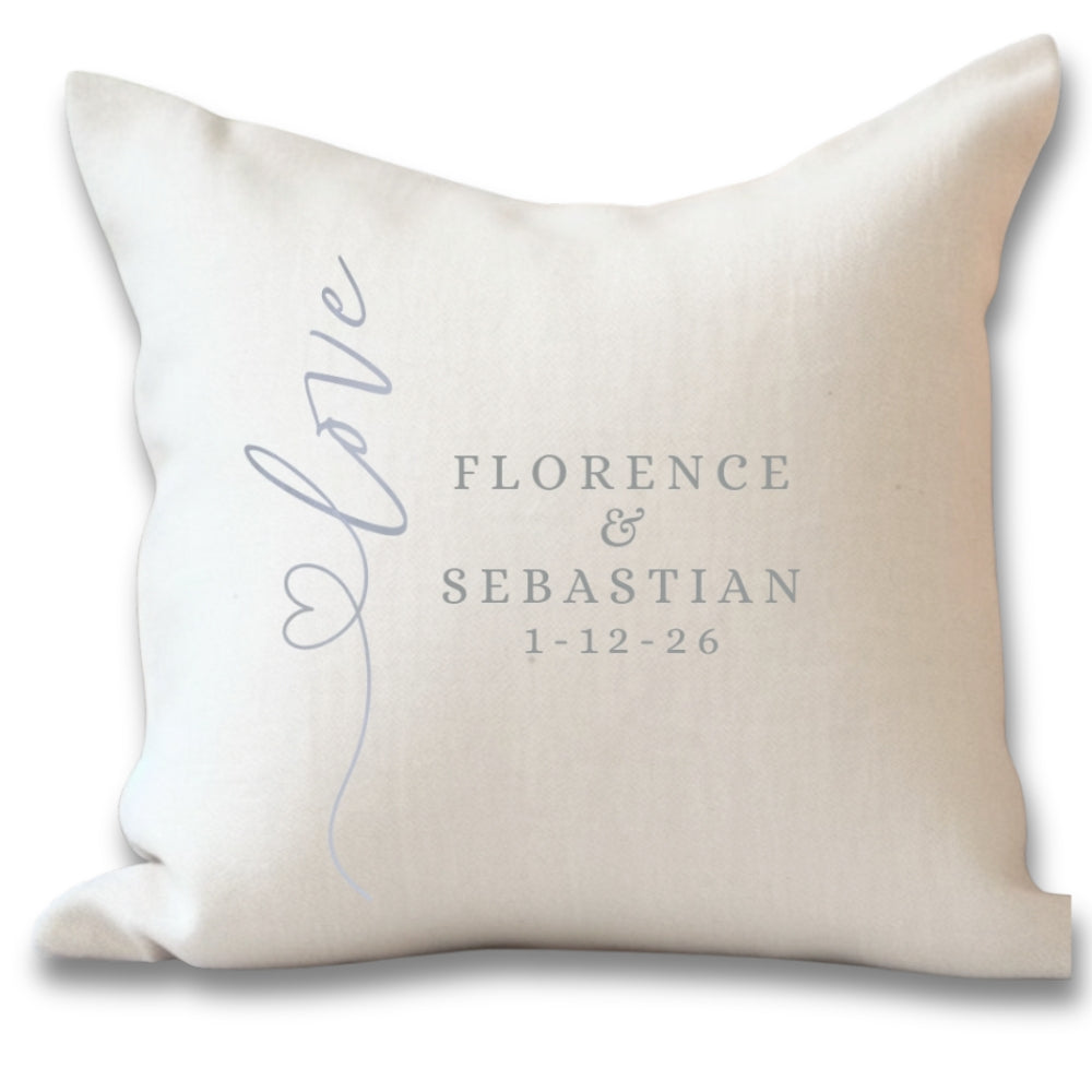 Personalised Script Love Heart Cushion | Wedding Gift | Engagement