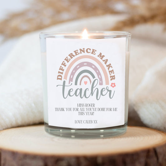 Personalised Difference Maker Teacher Candle