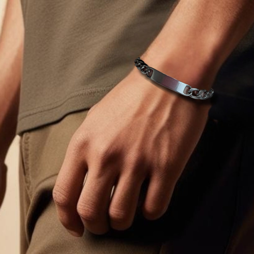 Men's Chunky ID Silver Bracelet
