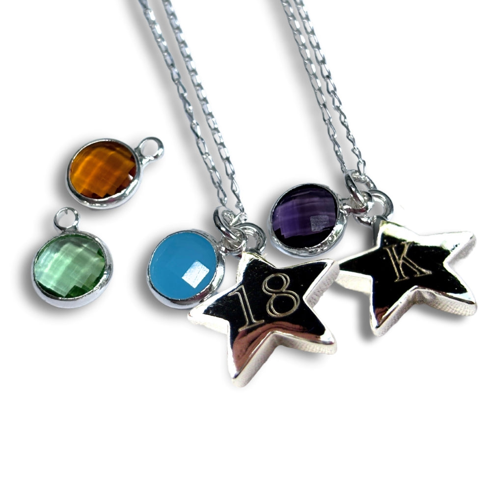 Personalised Birthstone Star Necklace