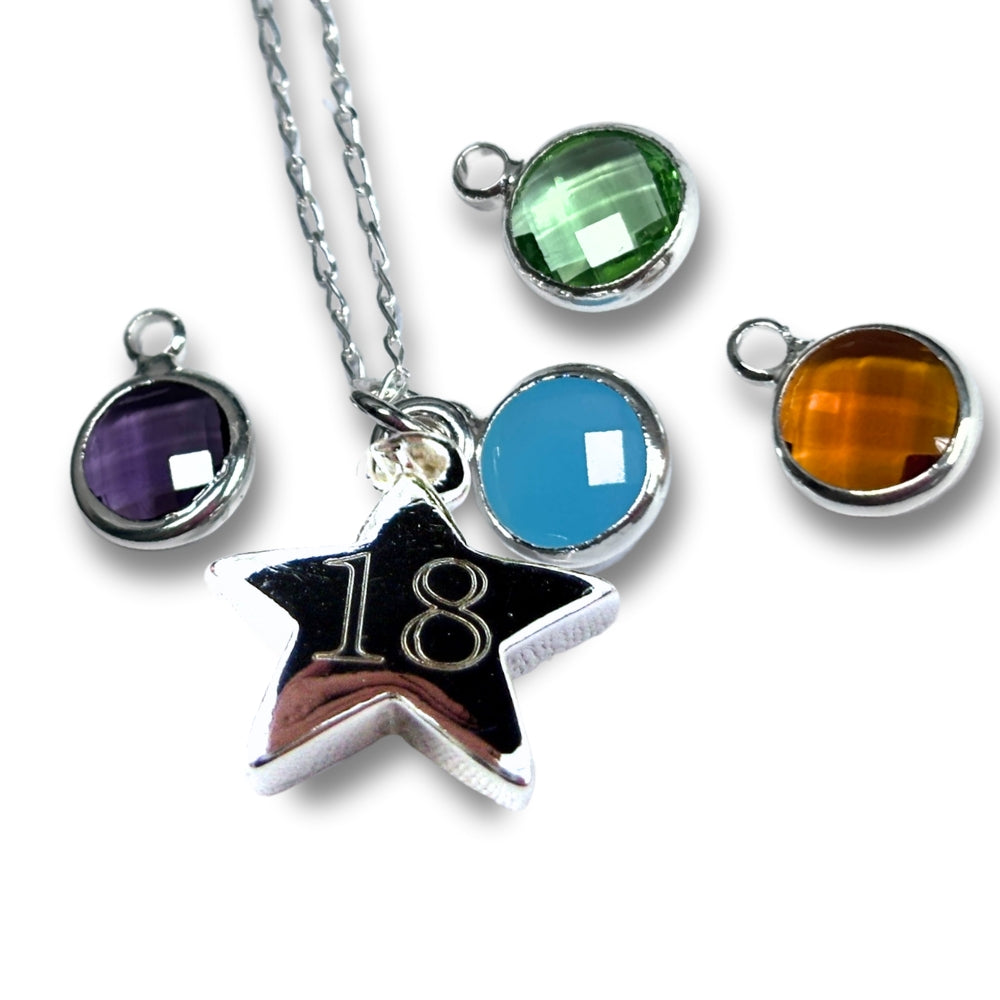 Personalised Birthstone Star Necklace
