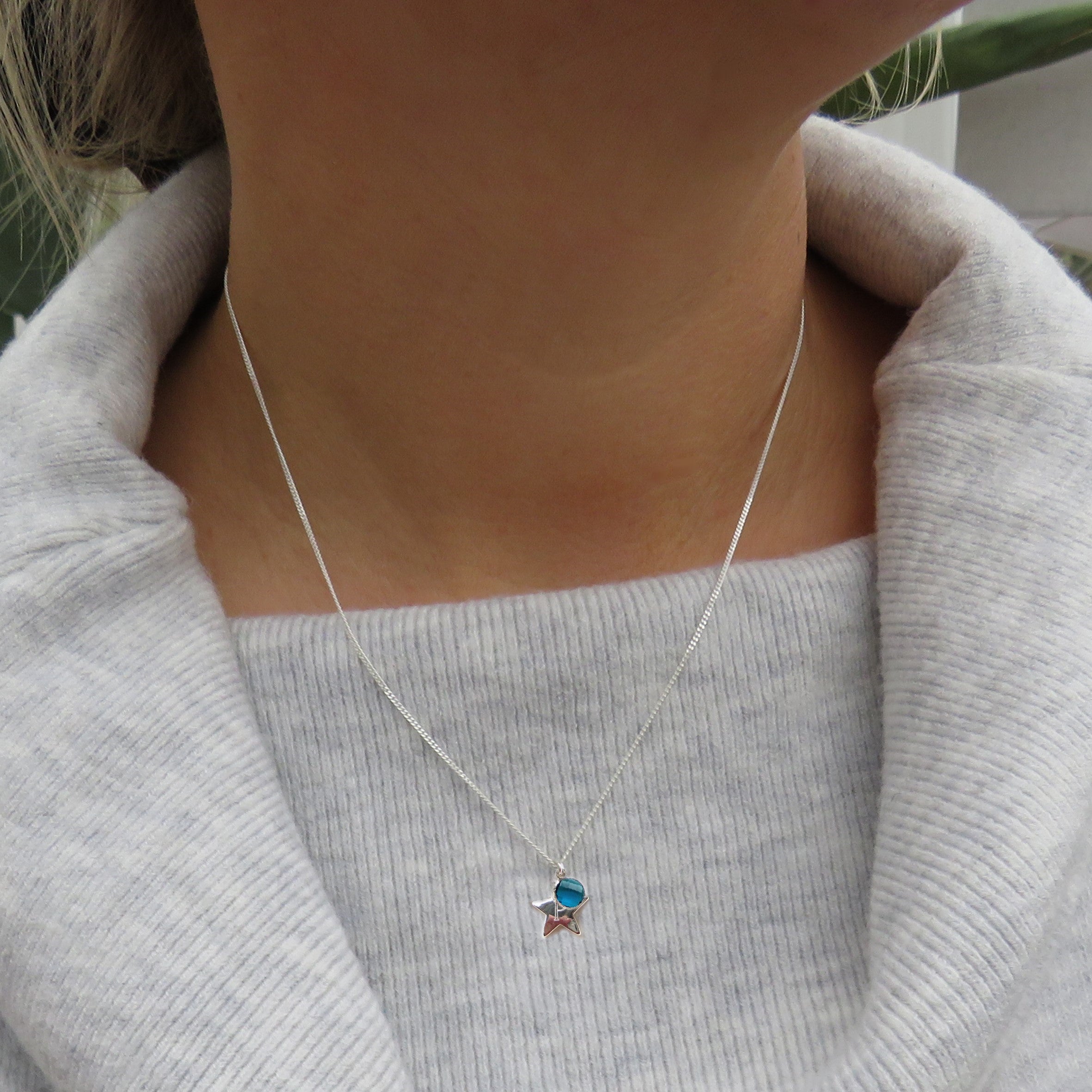 Personalised Birthstone Star Necklace