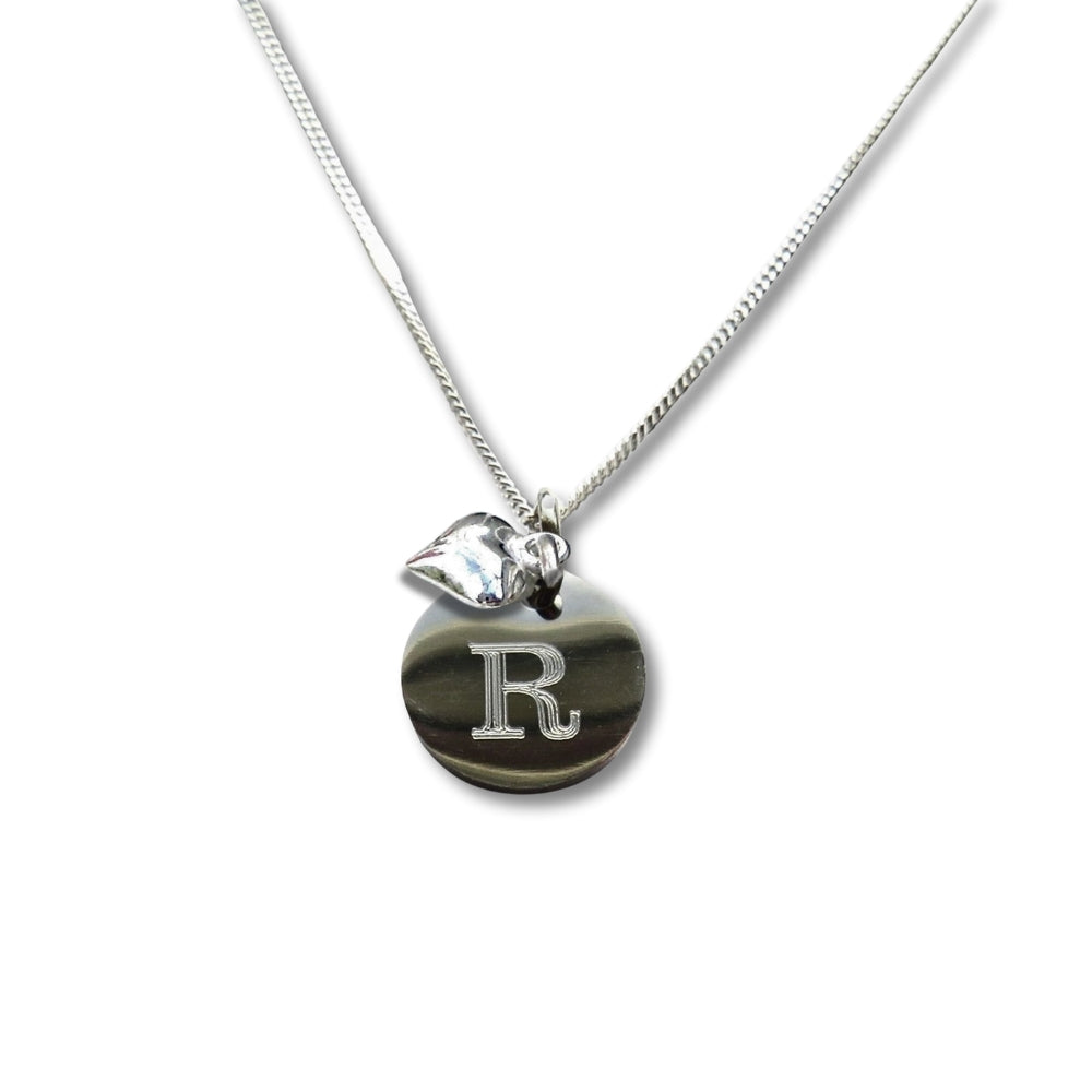 Personalised Silver Mini Disc Heart Charm Necklace