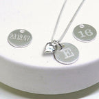 Personalised Silver Mini Disc Heart Charm Necklace