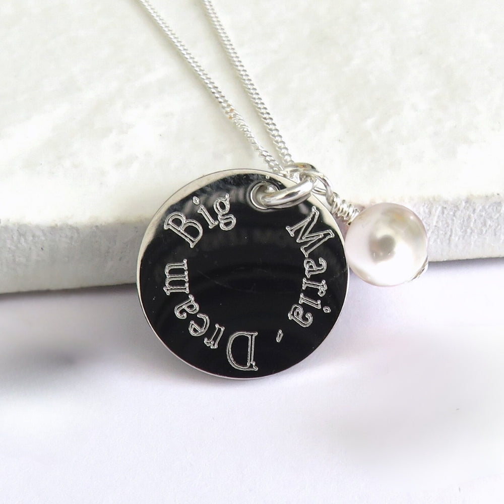 Personalised Edge Necklace & Ivory Pearl