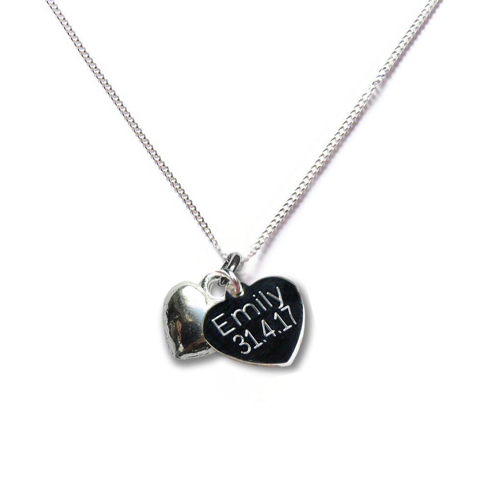 Personalised Sterling Silver Heart Charm Necklace