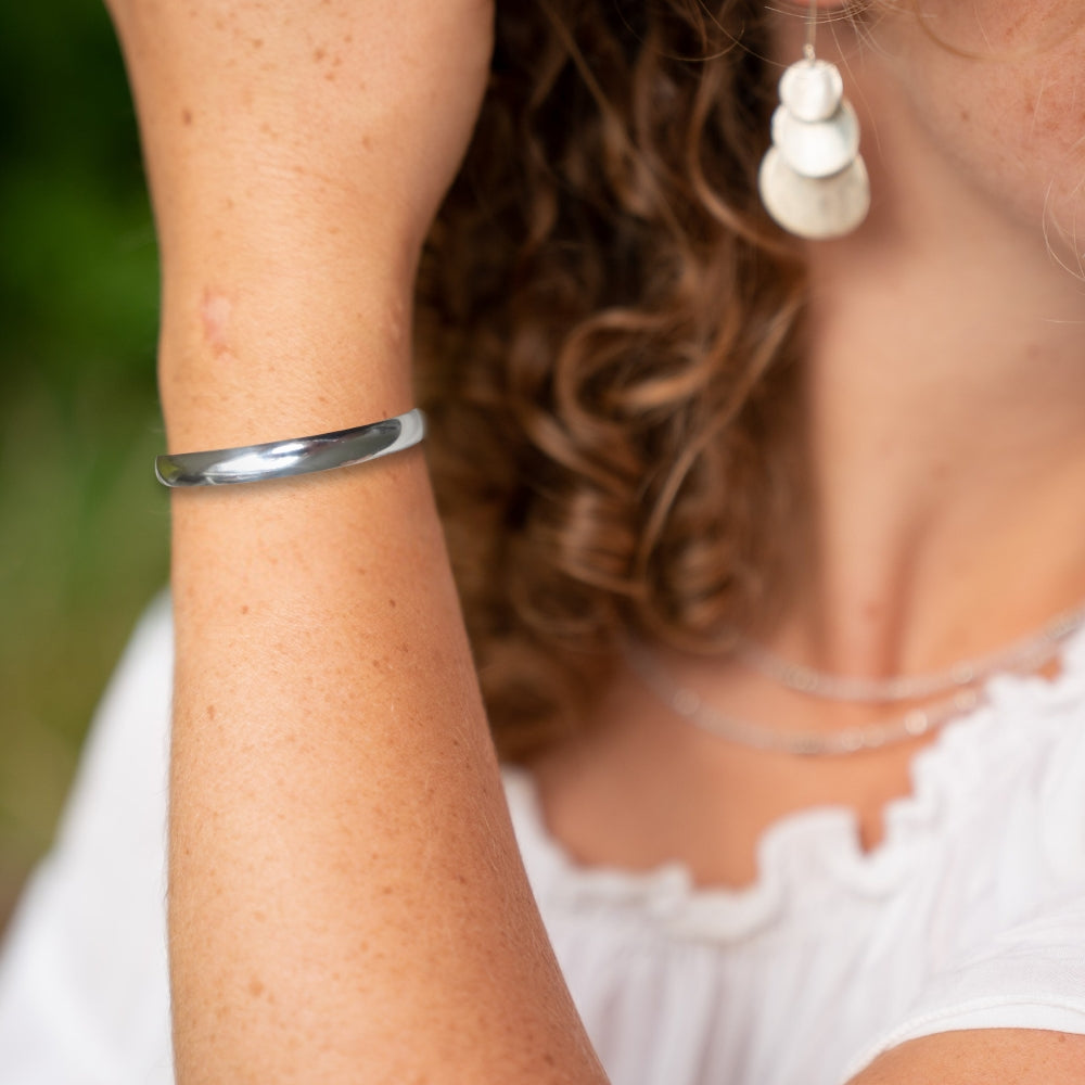 Chunky Silver Bangle for Women