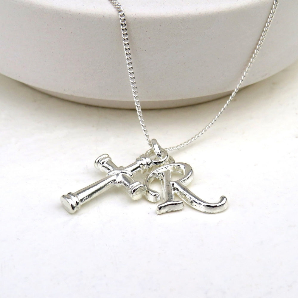 Personalised Initial Cross Charm Necklace