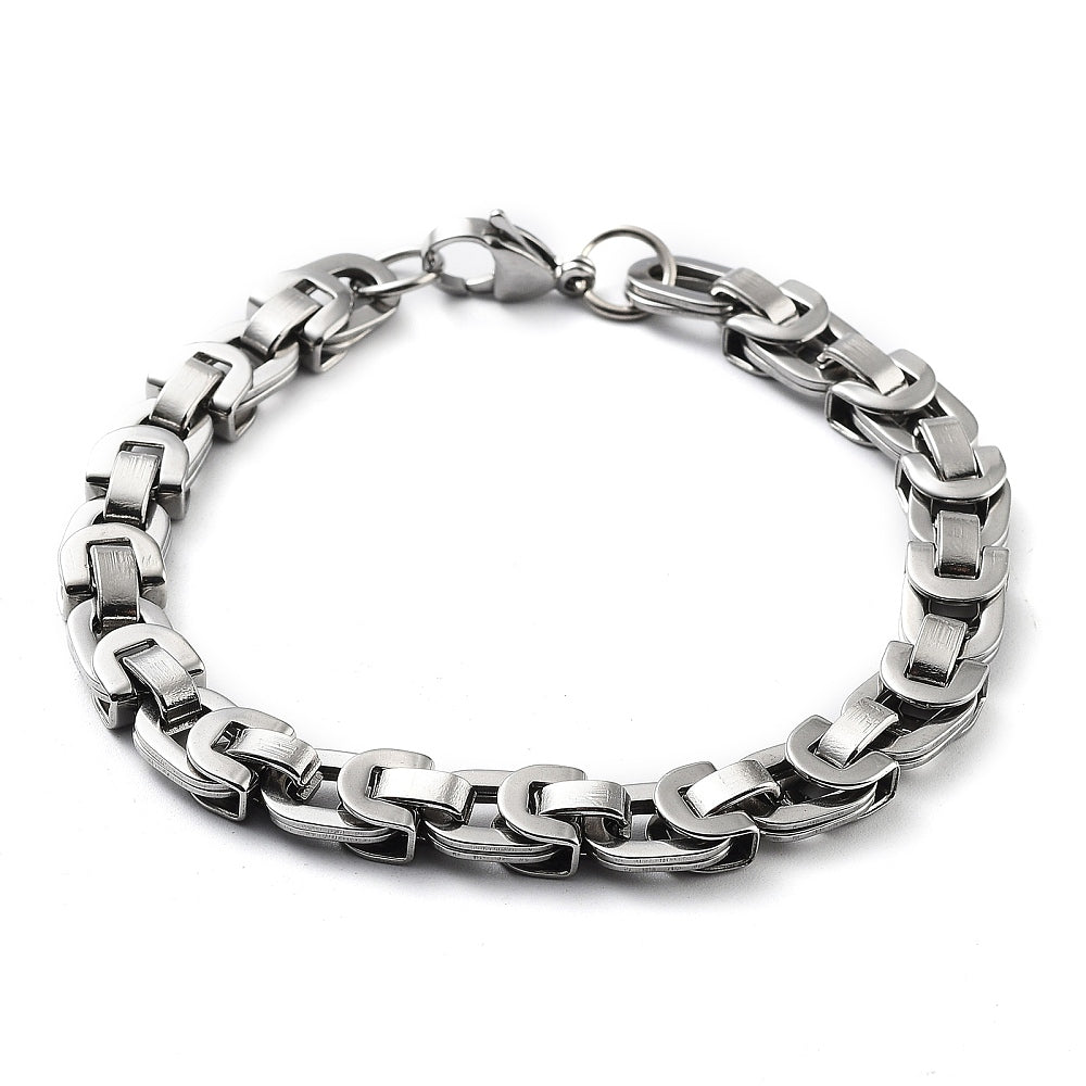 Men's Folded Link Silver Bracelet