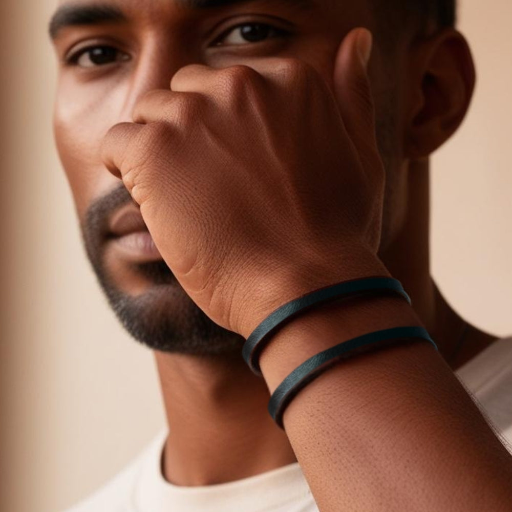 Personalised Men's Leather Strap Bracelet