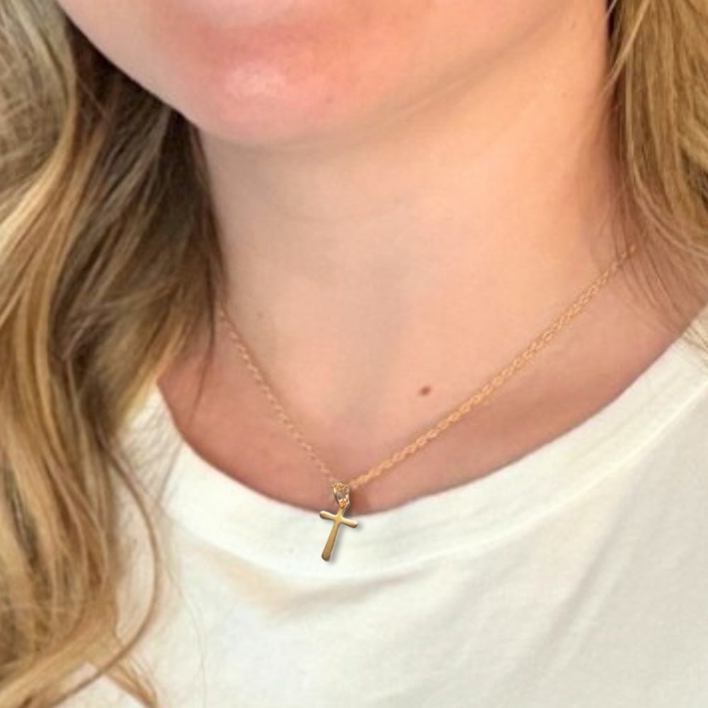 Gold Cross Charm Necklace