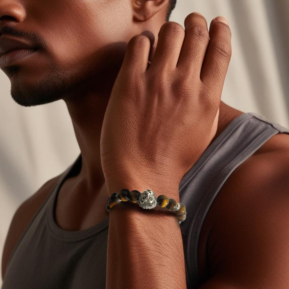 Men's Tigers Eye Lion Bracelet