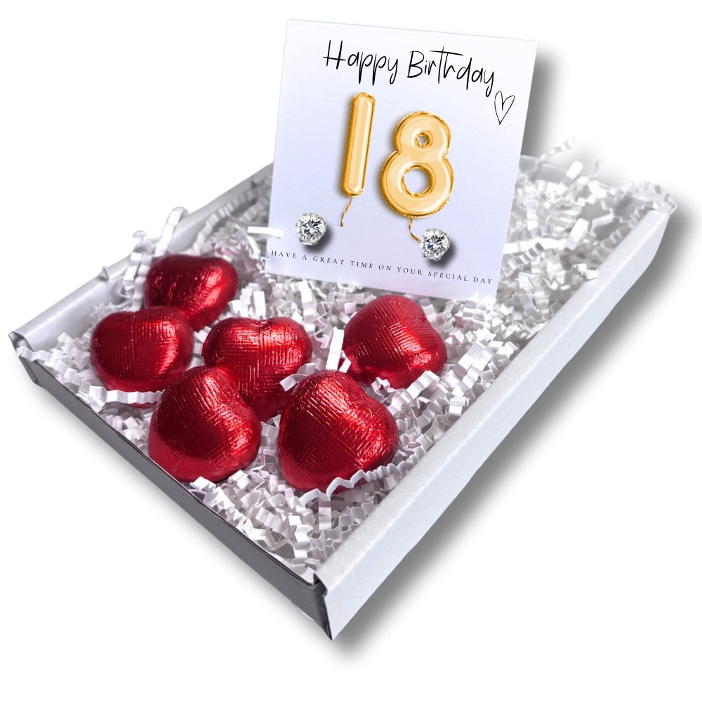 18th Birthday Cubic Zirconia Silver Earrings & Gold Balloons Mini Gift Hamper