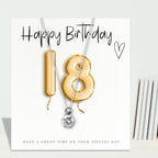 18th Birthday Cubic Zirconia Necklace & Gold Balloons Mini Hamper