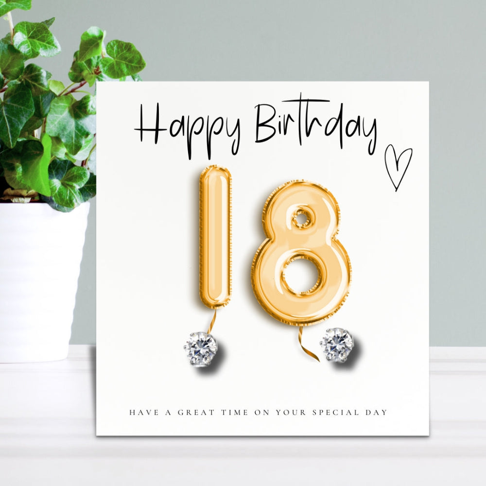 Small 18th Birthday Gold Balloon Hamper | Candle, Earrings, Chocolates
