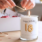 Personalised 18th Birthday Candle Gift Set – Gold Balloon | Friend, Daughter